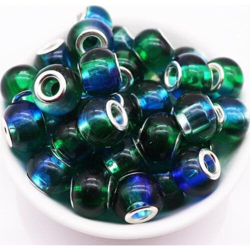 10Pcs Large Hole Crystal Murano Spacer Glass Beads Charm Fit Pandora Bracelet Pendant Necklace DIY Hair Beads For Jewelry Making