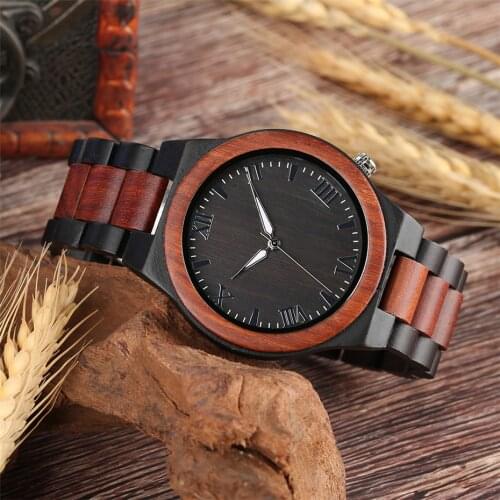 Luxury Ebony Mens Watch Quartz Roman Numerals Analog Full Wooden Wrist Watches Hot Item Business Man Clock Reloj de los hombres