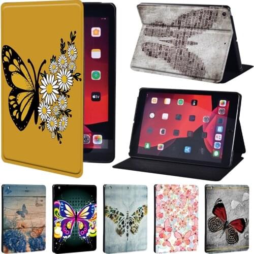 For Apple IPad 5/6/7/8th / Mini 1/2/3/4/5/ IPad 2/3/4 - PU Leather Stand Tablet Case Butterfly Print Series Pattern Case