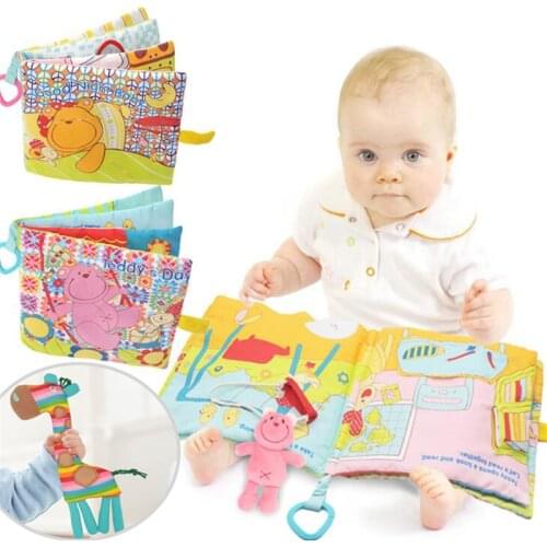 Baby Giraffe Rattles Mobiles Toy Soft Animal Bear Cloth Book Newborn Stroller Hanging Toy Bebe Early Learning Educate Baby Toys