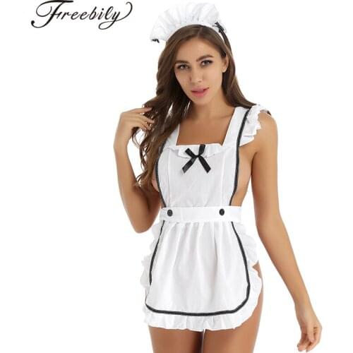 HOT Sexy Lingerie Cosplay Erotic French Apron Servant Lolita Maid Uniform Set Sexy Costume Babydoll Dress Women Miniskirt Outfit