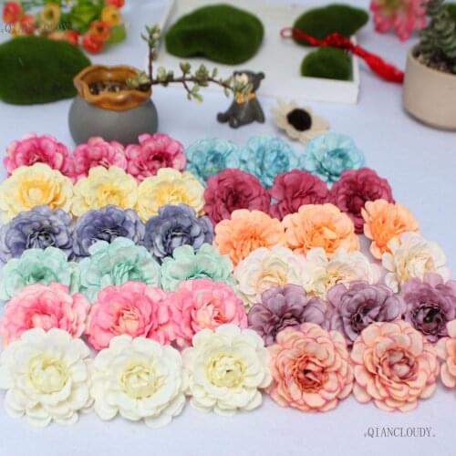 2/20/100 pieces Artificial Autumn Rhododendron Silk Flowers Heads Little Tea Rose Head Wedding Wrist European style Peony D75