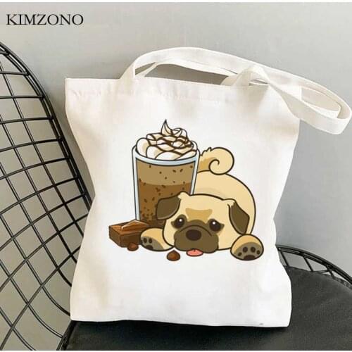 Pugs Pug Dog shopping bag shopper tote canvas eco cotton bag cloth boodschappentas reciclaje woven sac tissu