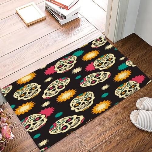 Bones Love Flowers Doormat Bedroom Kitchen Floor Mat Bathroom Anti-Slip Rug Home Doormat for Entrance Door