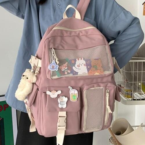 Kawaii Nylon Women Backpack Fashion Waterproof Rucksack For Teen Girls School Bag Cute Student Backpack Travel