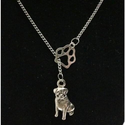 Fashion Vintage Bull Dog Pug Dog&cat/dog paw charm Pendant sweater chain suitable necklace DIY jewelry AccessoriesX111