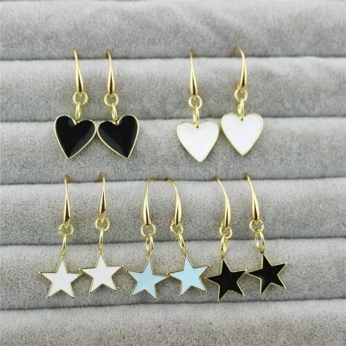10pair/lot Fashion colorful enamel earring, exquisite heart/star shape pendant,popular exotic women earring jewelry wholesale