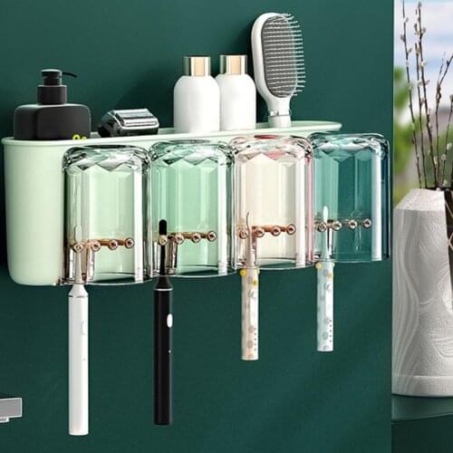 6 Color Bathroom Accessories Toothbrush Holder Automatic Toothpaste Dispenser Holder Wall Mount Rack Storage For Bathroom Home