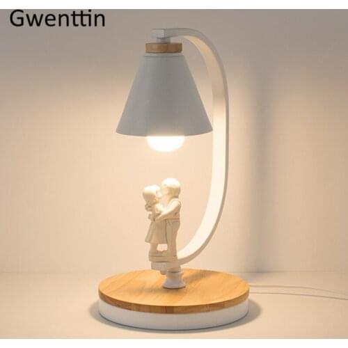 Nordic Table Lamp Hugging Lover Standing Desk Light Bedroom Bedside Lamp Home Decoration Modern LED Light Fixture Loft Luminaire