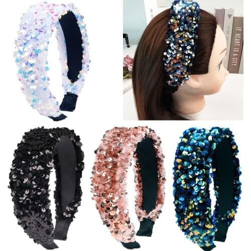New Arrival 1PC Sequin Headband for Women Party Hairband Autumn Winter Handmade Shiny Hair Hoop Girls Hair Accessories