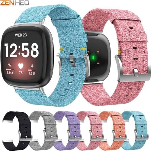 For Fitbit Sense/Versa 3 Canvas Bracelet Strap Replacement Watchband For Fitbit Versa 3 Smart Watch Band