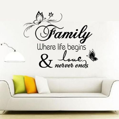 Family Quotes Life Wall Sticker Decal Vinyl Art Removable Mural Home Decoration English Font Simple Style
