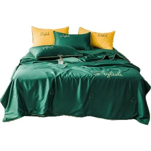 Chic Home Summer Lightweight Down Comforter Duvet Throw Blanket for Adult Kids Silk Summer Air Conditioning Comforter Set 4pcs