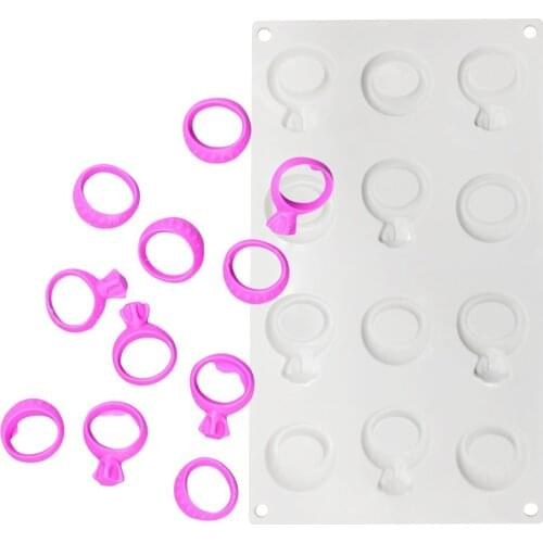 12 Cavity Diamond Ring Silicone Cake Mold French Dessert Tray Pastry Decorating Mould Chocolate Mousse Baking Tools