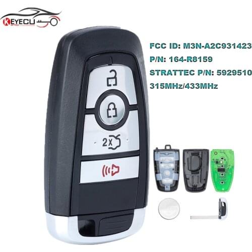 KEYECU 164-R8150 Smart PROXIMITY KEY FOB 315MHz/433MHz for 2017 2018 2019 2020 FORD M3N-A2C93142300