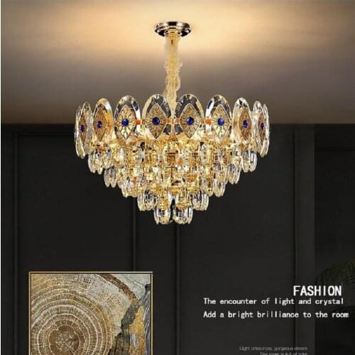 Living room chandelier post modern LED light luxury crystal lamp duplex building large chandelier villa European style dining ro