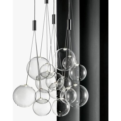 Modern Glass Ball LED Pendant Lights Nordic Fashion Kitchen Bedroom Dining Hanging Lamp Interior Lighting for Designers Fixtures