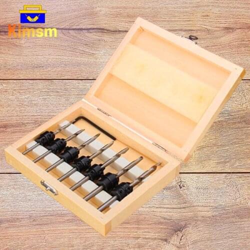 7PCS Countersink Drill Bit Stop Collar For Woodworking Spiral Wood Screws Drill Set Tampered Professional Hole Open Tool