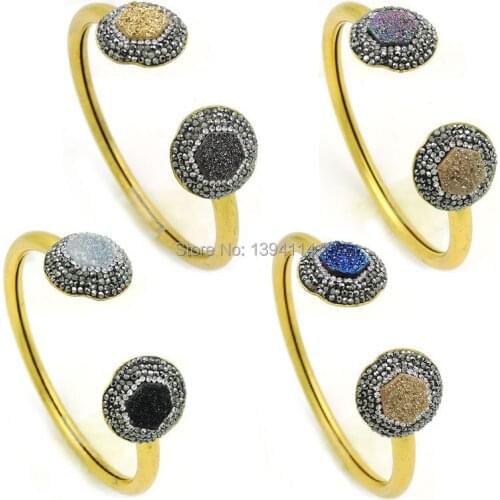 Titanium Colors Crystal Cluster Around Pave CZ Adjustable Bracelet Approx 65-70 mm