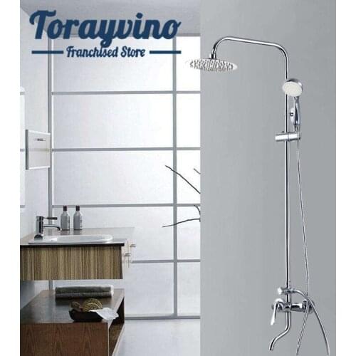 Torayvino LED Shower Set Bathroom Chrome Polished douche Rain Shower head with Hand Shower chuveiro Wall Mounted mixer Faucet