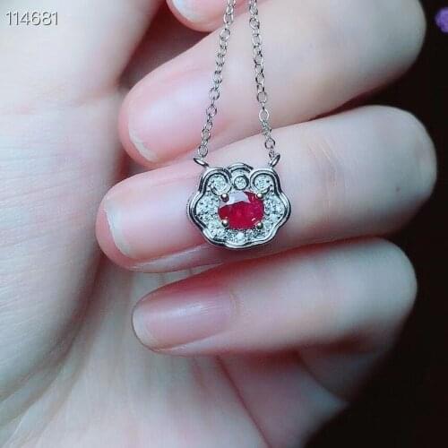 KJJEAXCMY fine Jewelry 925 Sterling Silver Natural Ruby Girl trendy Pendant Necklace Support Test Chinese style hot selling