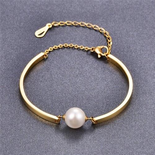 Martick Europe Brand Gold-color Lobster Charm Bracelets With Pearl For Women Fashion Summer Style B208