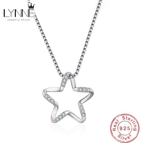 Hot 925 Sterling Silver Rhinestone Star Pendant Necklace Clavicle Zircon Necklace Fashion Charm Jewelry Women Birthday Present