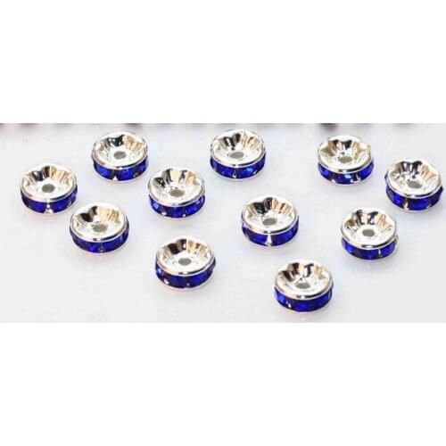 100pcs 8MM hrt43 Spacer Metal Silver Plated Rondelle Rhinestone Loose Beads fit ANY shambala bracelets crystal crystal