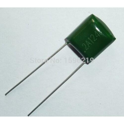 100pcs Mylar Film Capacitor 100V 2A124J 0.12uF 120nF 2A124 5% Polyester Film capacitor