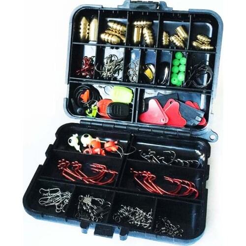 128Pcs/Box Fly Fishing Lures Set Bullet Copper Lead Head Crank Hook Treble Texas Crankbait Fishing Tackle Tool Accessories Box