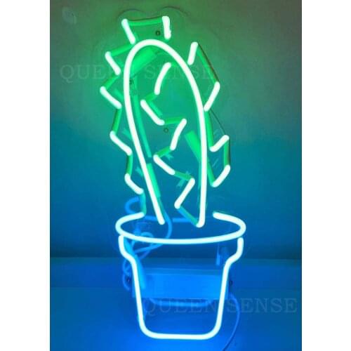 14“ Cactus Acrylic Custom Neon Light Lamp Sign Beer Bar Handmade Real Glass Decorate Home Wall Room Windows Tube Artwork