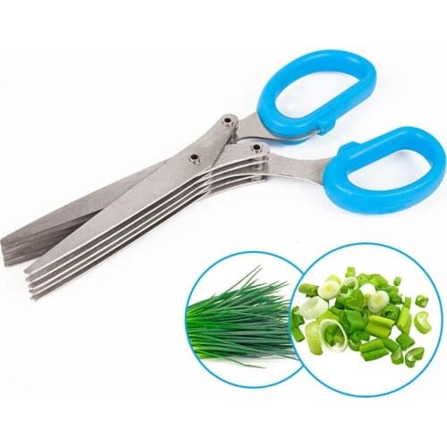 19cm Minced 5 Layers Basil Rosemary Kitchen scissor Shredded Chopped Scallion Cutter Herb Laver Spices Cook Tool cut