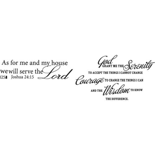 2Pcs GOD GRANT ME the SERENITY PRAYER BIBLE with As for Me and My House Serve the Lord,Vinyl Wall Stickers Decal Decor-ABUX