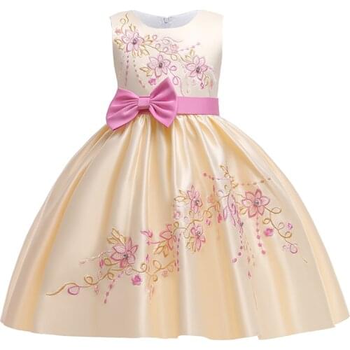 2021 Formal Dress For Girls Birthday Party Costume Bow Flower Wedding Princess Dresses Children Clothes Elegant Prom Dress