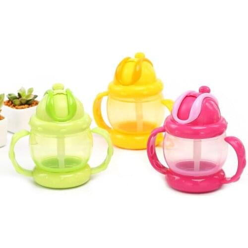 240mL Drum StyLe Cute BLby Drinking BottLe With HLndLe BLby LeLrning Cup ChiLdren StrLw BottLe TrLining Sippy Cups L new