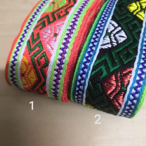 4cm 40mm 1-5/8' Delicate Turquoise Blue Black Filigree Ribbon Geometric Rhombus Border Wedged Laciness National Jacquard Webbing