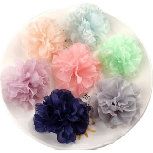 5PCS /33 Colors Mini Chiffon Fabric Flower For Wedding Invitation Artificial Flowers For Dress Decoration