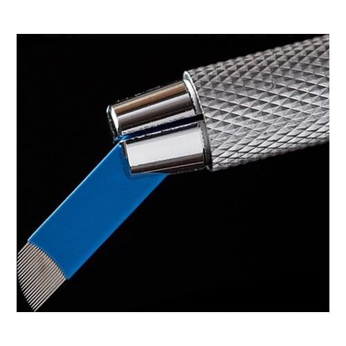 50Pcs 0.18mm Tattoo Needles Microblading Blades 12 14 16 18 21 Pin For Semi Permanent Makeup Manual Pen 3D Eyebrow Embroidery