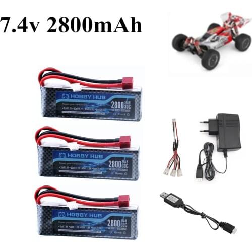 7.4v battery for Wltoys 144001 Car Upgraded 2s 7.4V 2800mAh Lipo Battery T Plug For Wltoys 1/14 144001 RC Car Boat Spare Parts