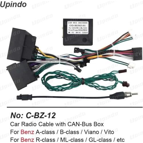 Car Radio Cable with CAN-Bus for Benz B200 W211 ML Vito Viano R350 W203 Power Wiring Harness Android Multimedia Connector Socket