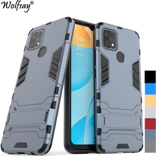 For Cover Oppo A15 Case Bumper Anti-knock Hybrid Stand Silicone Armor Back Case For Oppo A15 A15S A35 Cover For Oppo A15 6.52"