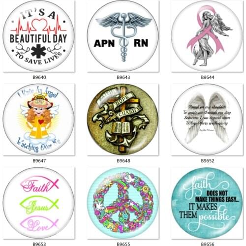 Faith RN APN LOVE Ribbon CROSS 10pcs mixed 12mm/18mm/20mm/25mm Round photo glass cabochon demo flat back Making findings B9640