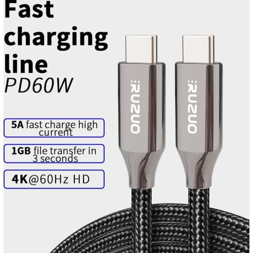 60W/100W USB C To Type C Cable PD Fast Charging Cord High-Speed Data Transmission Wire for Mac Huawei Samsung
