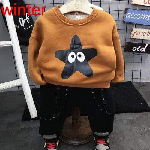 Children boys clothes set cartoon winter clothing suits 2pcs outerwear Plush sweater +pants kids boy warm clothes set 2-6years
