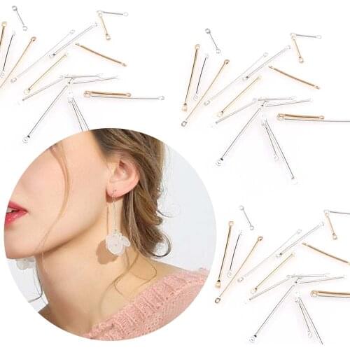 50pcs Metal Double Ring Connector Rod 15/20/25/30/35/40mm Metal Dangle Earrings Bar Findings Supplies for DIy Jewelry Making