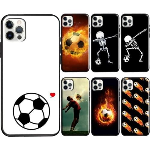 Fire Football Skeleton Soccer Ball Soft Cover For iPhone 12 11 Pro Max X XR XS Max 5S SE 2020 8 7 Plus 12 Mini Phone Case
