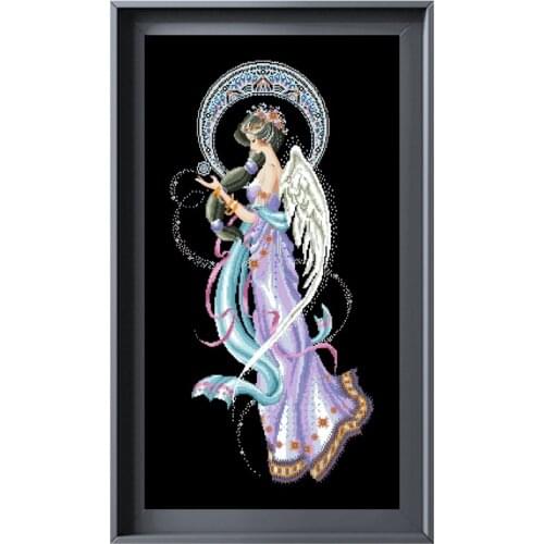 Moon fairy Bella cross stitch kit aida fabric 18ct 14ct 11ct black canvas cotton thread beads embroidery craft set