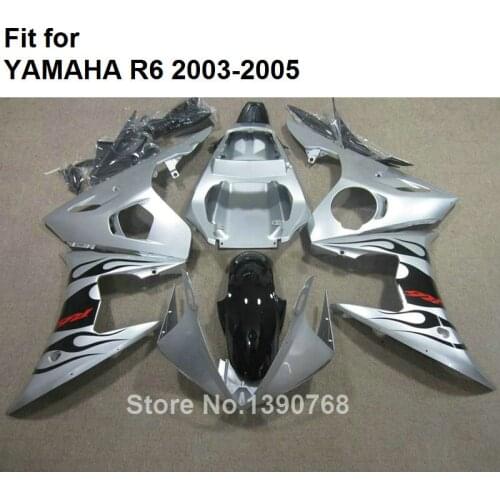 New Motorcycle Fairing Kit For YAMAHA YZF R6 2003 2004 2005 Silver Plastic Fairings Set R6 03 04 05 HZ86