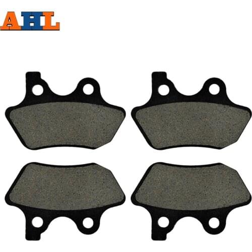 AHL Motorcycle Front + Rear Brake Pads For FXSTB/FXSTBi Night Train 2000-2005 Black Semimetal Disc Brake Pad Set