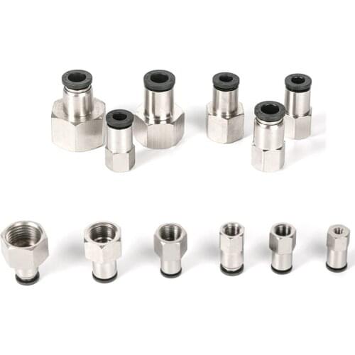 10Pcs High Quality PCF Pneumatic Air Connector M5 4mm 6mm 8mm 10mm 12mm Thread 1/8" 1/4" 3/8" 1/2" BSP Female Hose Fittings NPCF